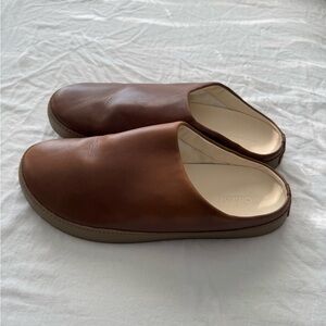 OluKai Hamani Brown Leather Men's Slippers